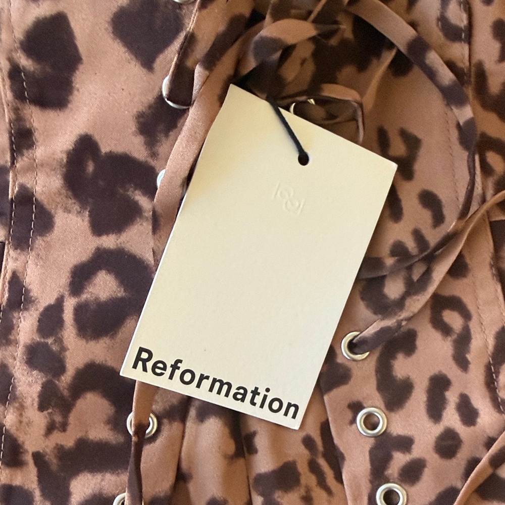 Reformation Pacie Satin Dress- Leopard print - Picture 5 of 7